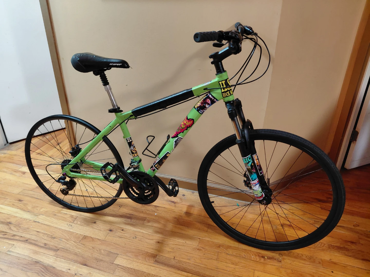 Green Mountain Bike with Stickers