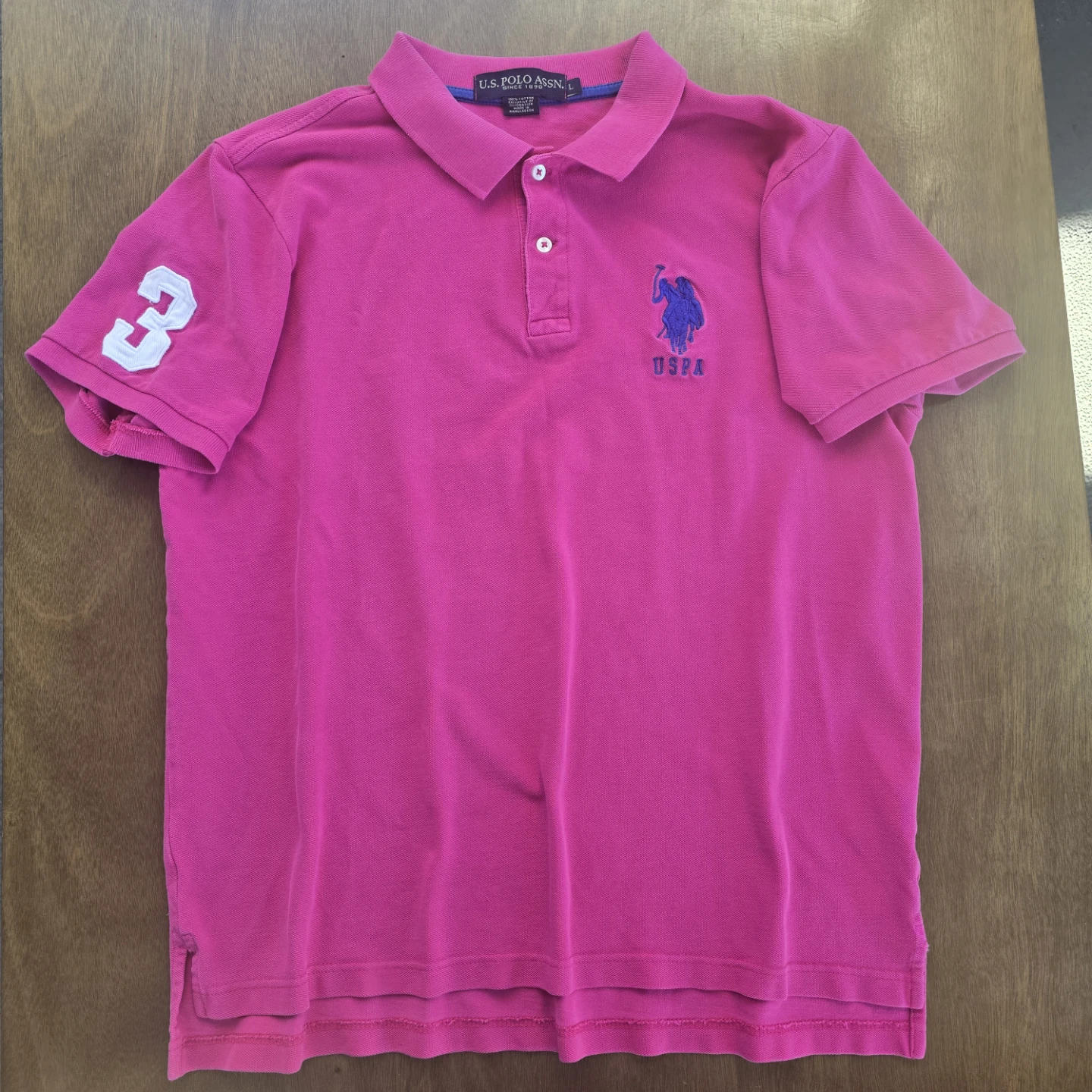 U.S. Polo Assn Pink Polo Shirt with Number 3 Sleeve - photo 3