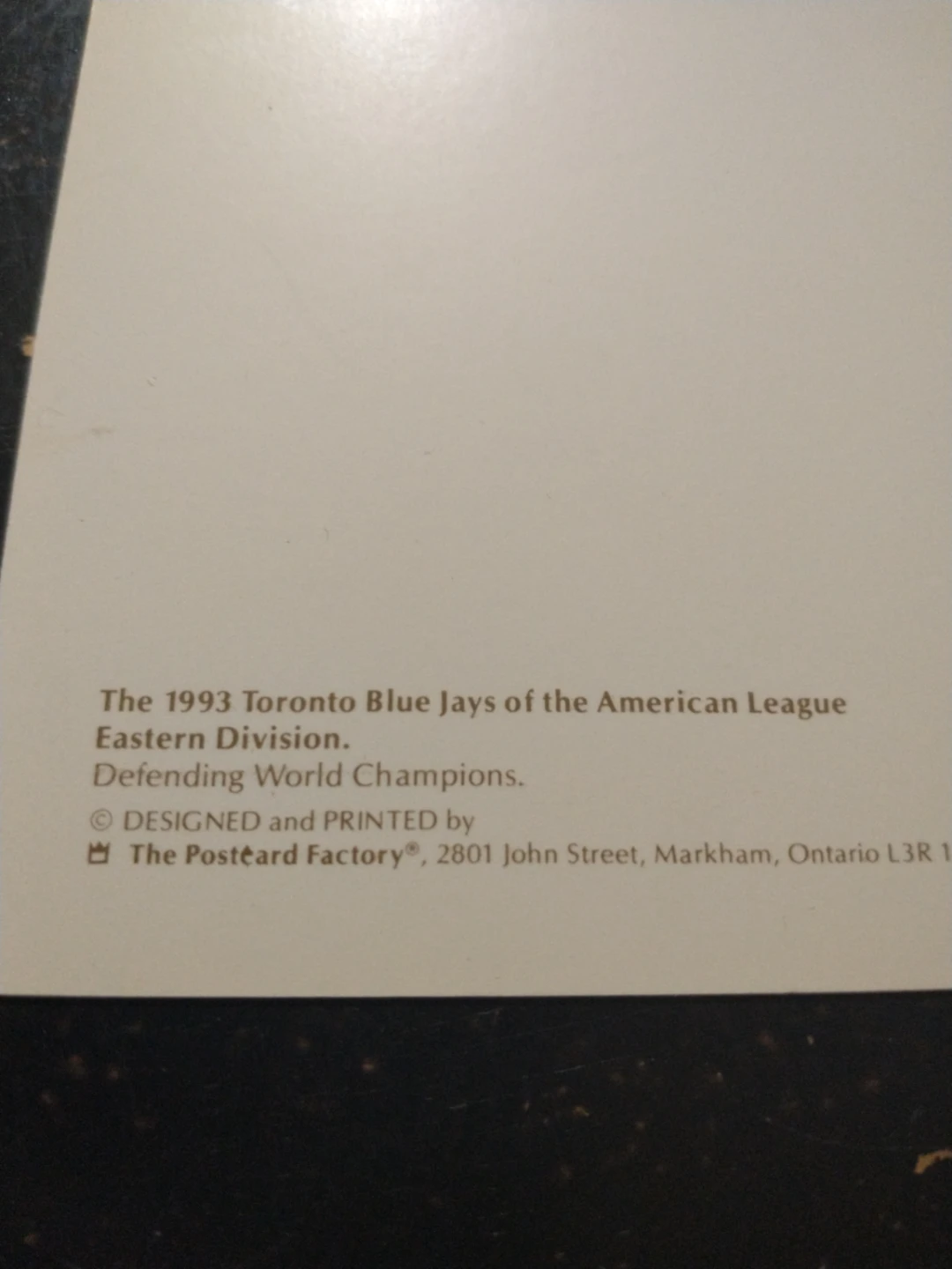 Toronto Blue Jays 1993 Team Postcard World Series Champions - photo 4