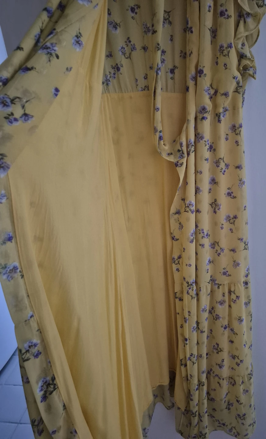 Gold & Silver Yellow Floral Maxi Dress Size 12 - photo 4