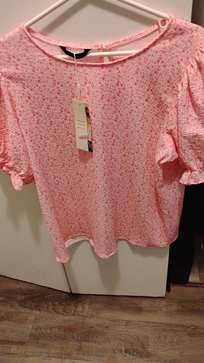 DOKOTOO Pink Floral Puff Sleeve Top