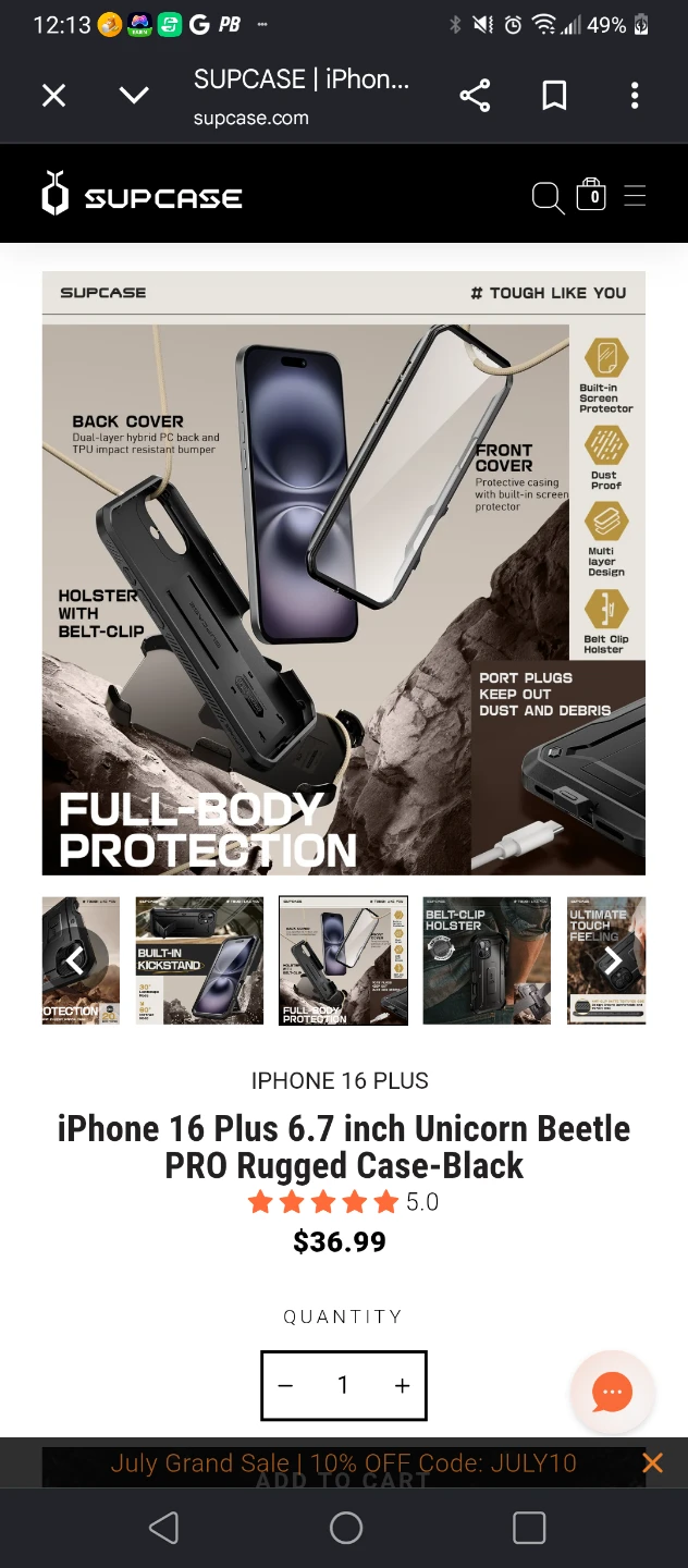 🧡NEW iPHONE 16 PLUS 6.7" SUPCASE UNICORN BEETLE CASE - photo 4