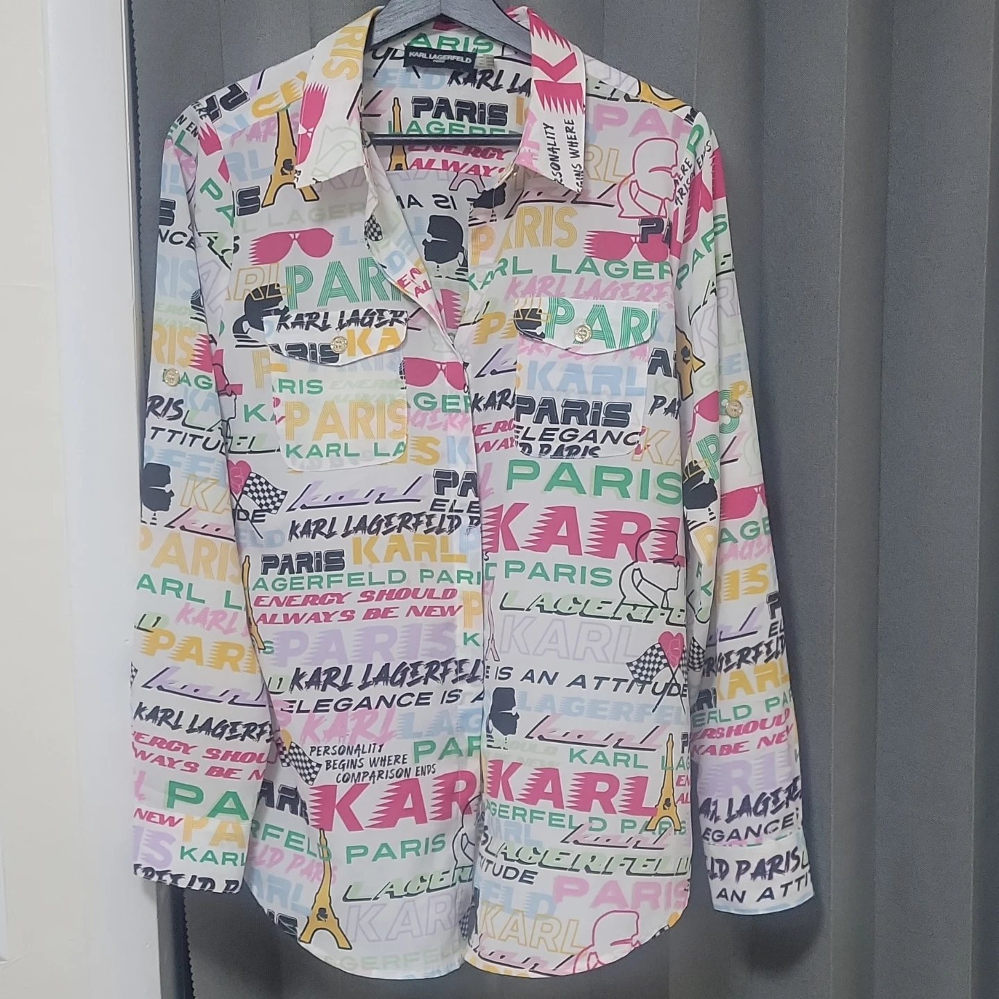 Karl Lagerfeld Paris Graphic Button-Up Shirt