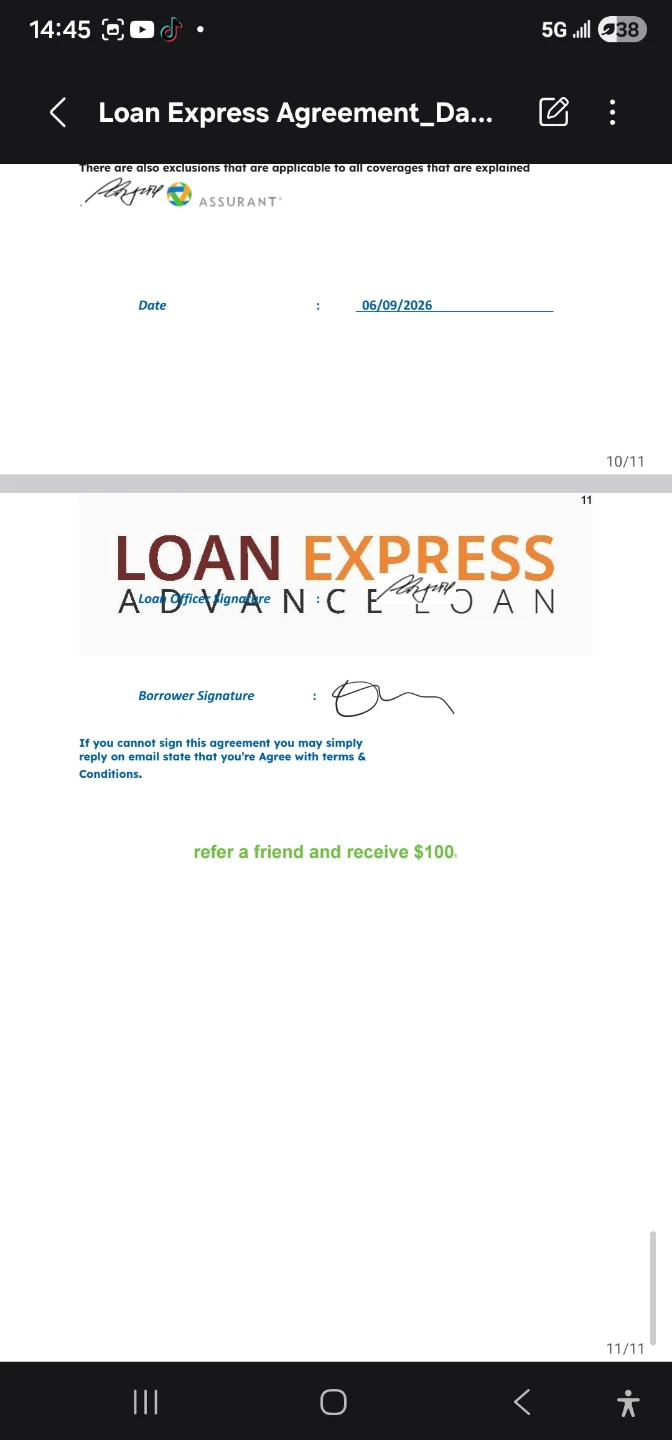 Loan Express Agreement Document