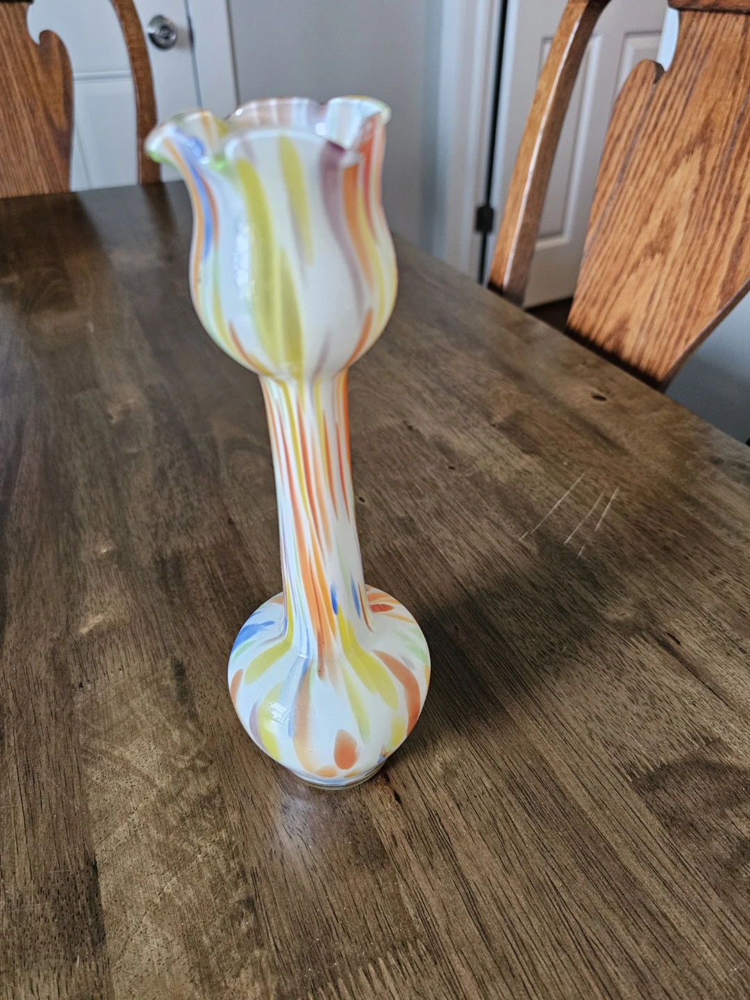 Multicolor Swirl Glass Bud Vase