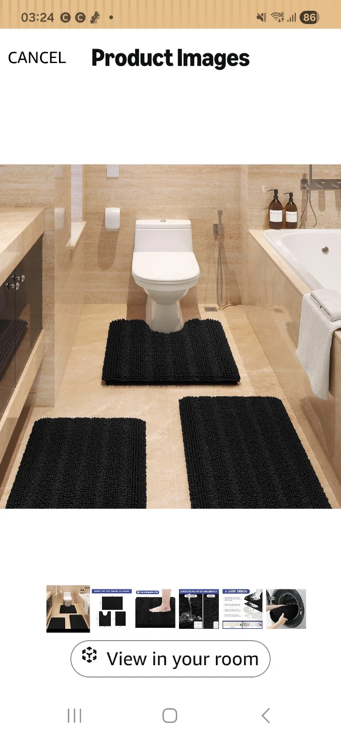 3-Piece Bath Mat Set - Black - photo 3