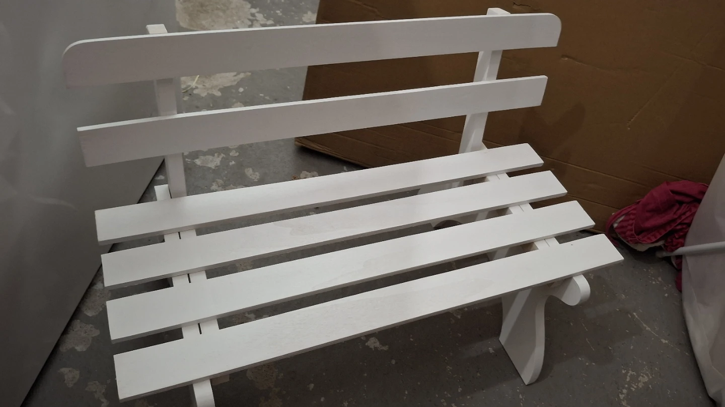 Mini White Wooden Bench (plant stand) 28 x 59 x  49cm