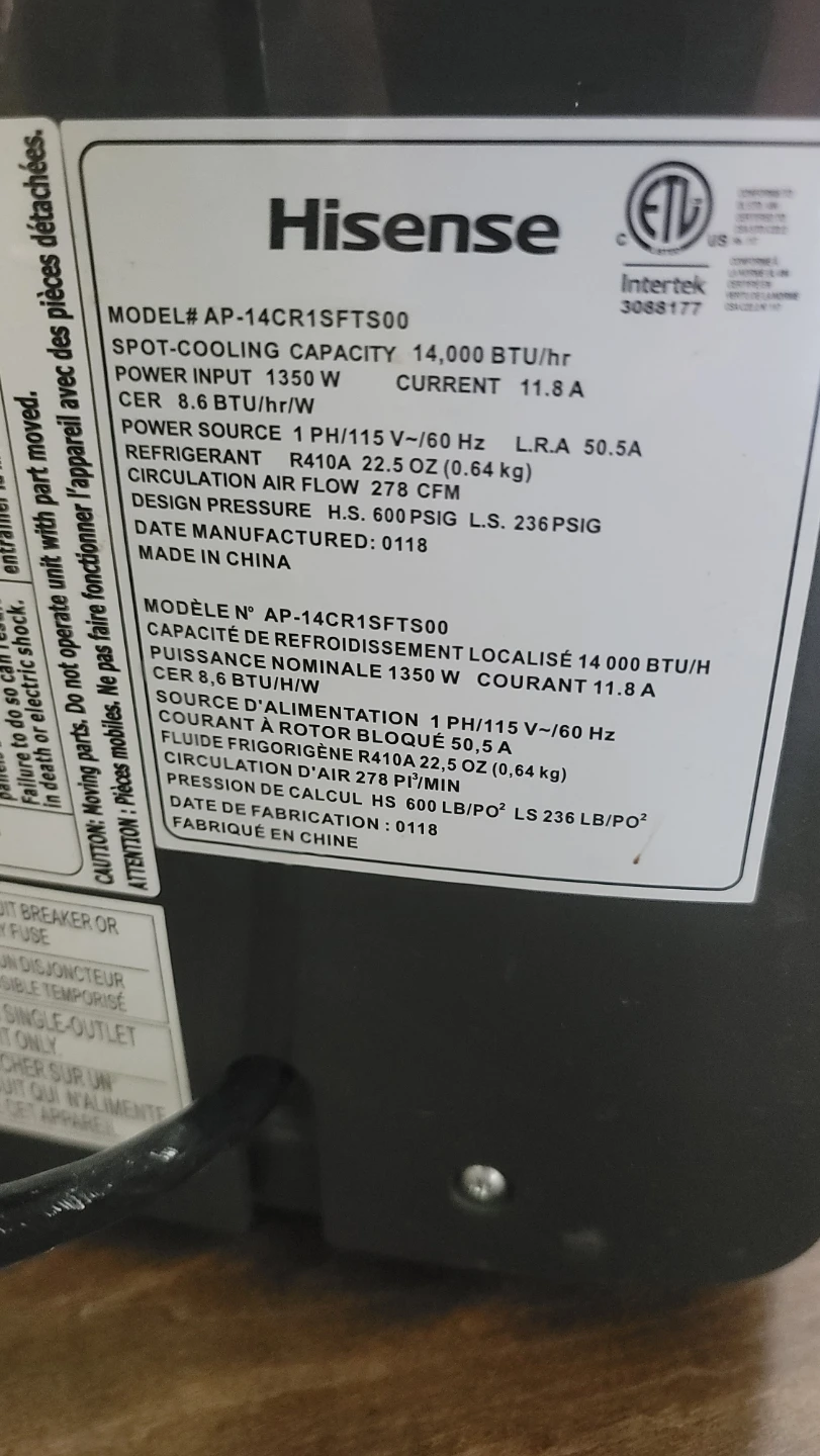 Hisense AP-14CR1SFTS00 Portable Air Conditioner 14,000 BTU - photo 5