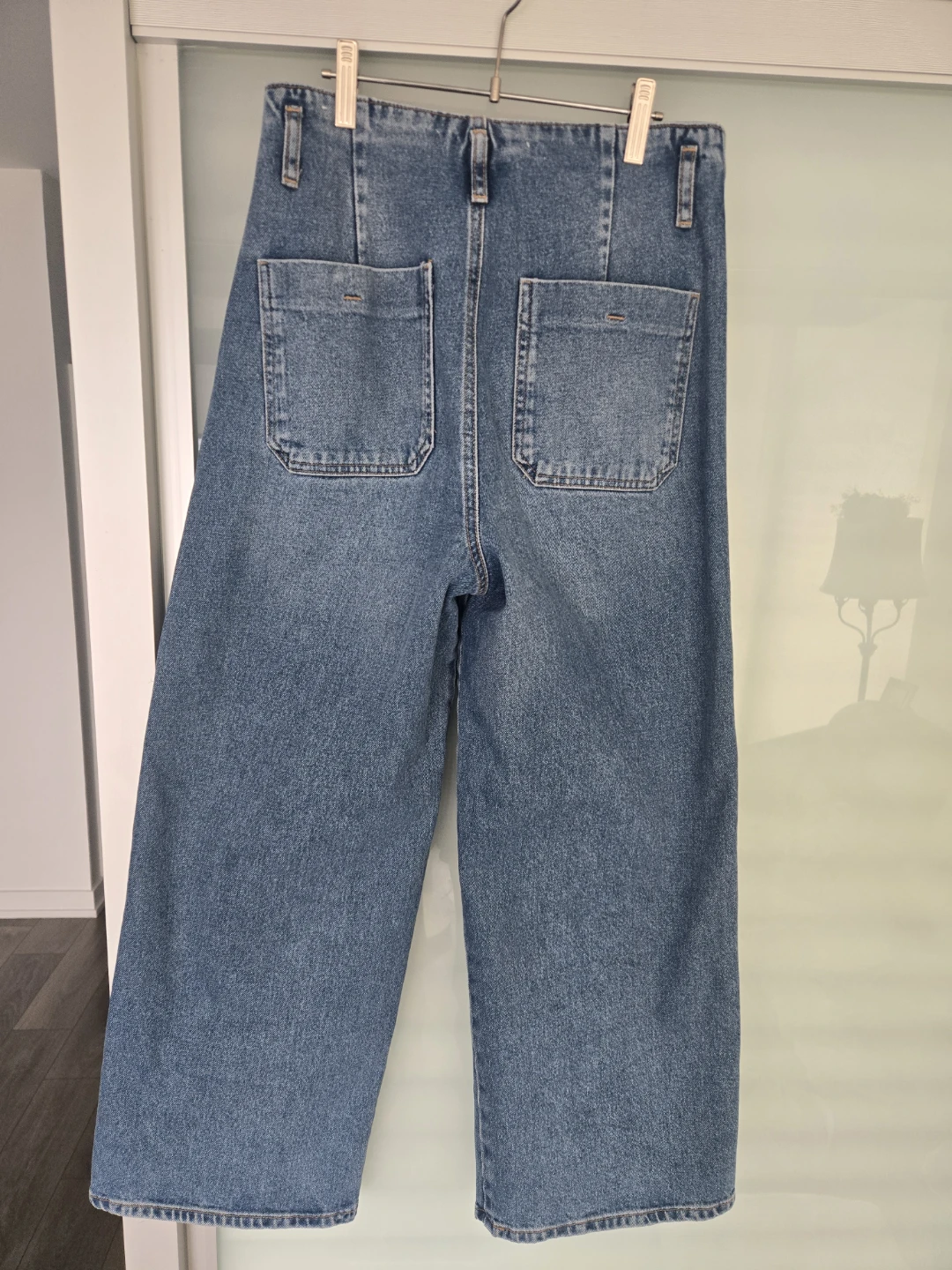 Blue Denim Wide Leg Crop Jeans zara - photo 2