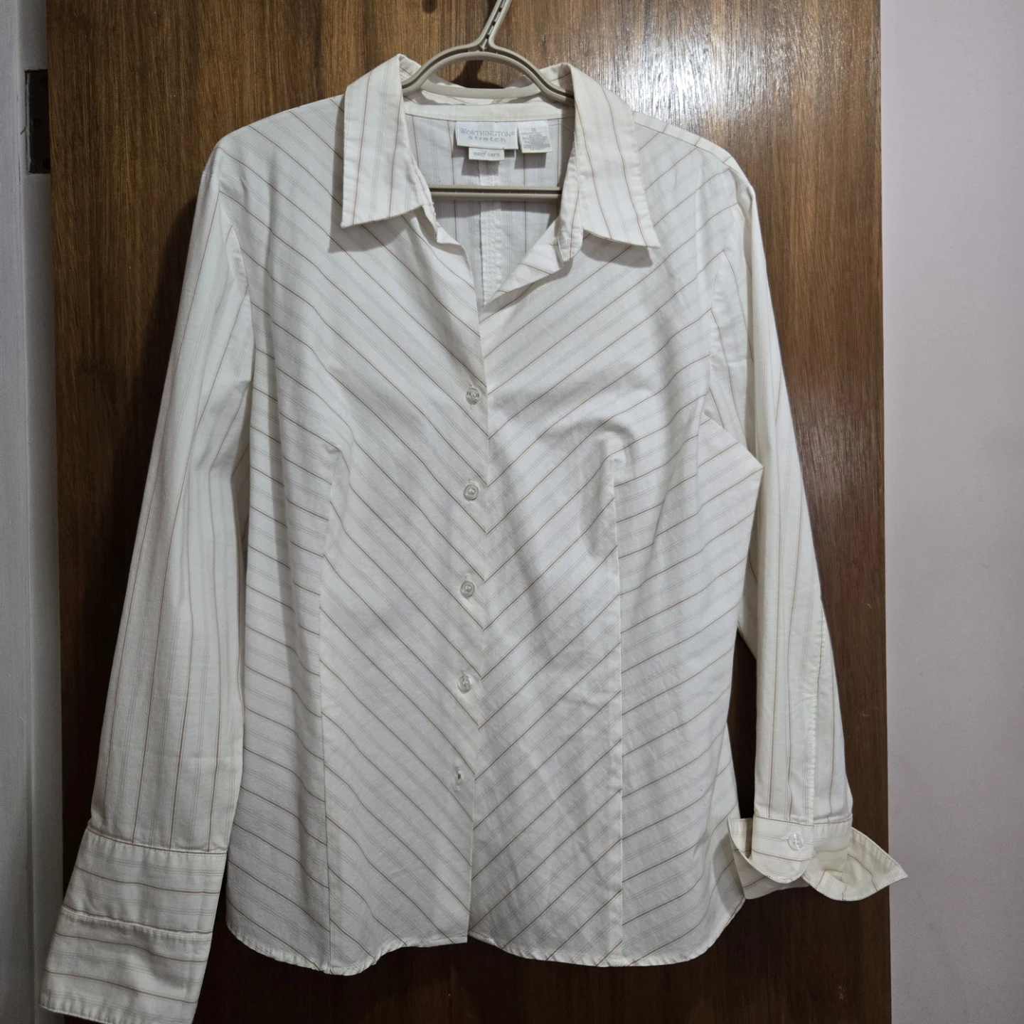 Worthington Stretch Striped Button-Up Shirt