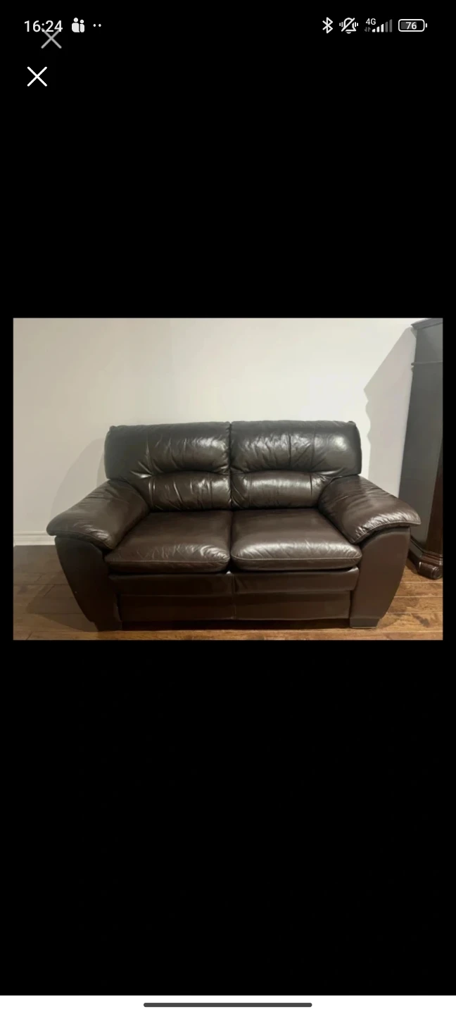 Brown Leather Loveseat