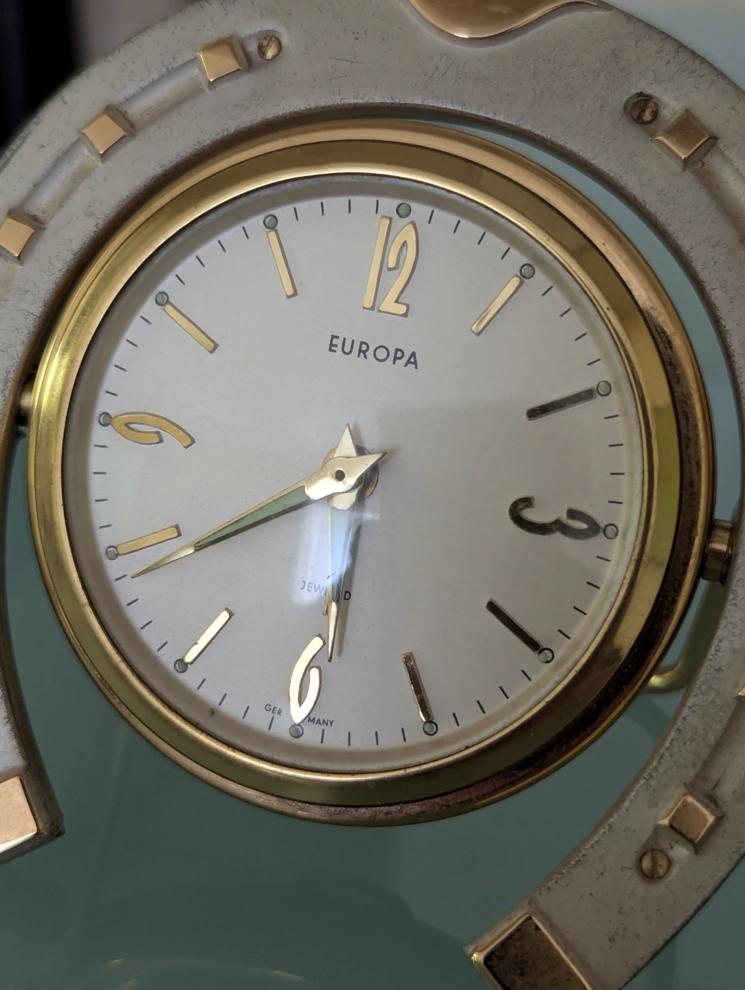 READ AD: VINTAGE Europa horseshoe travel alarm Clock mid-20th - photo 4