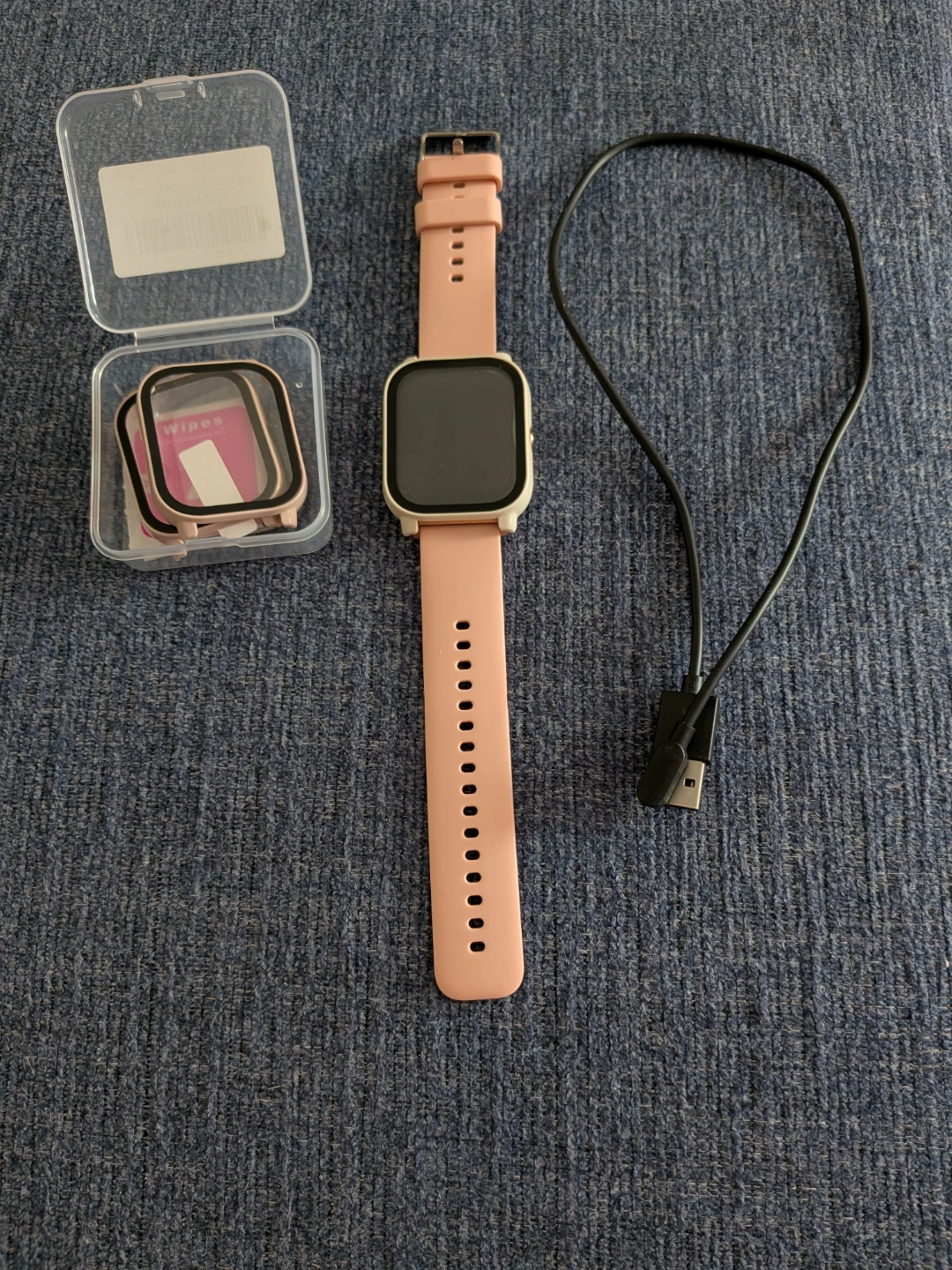 Smart Watch with Pink Band and Screen Protectors CASH ONLY AS IS