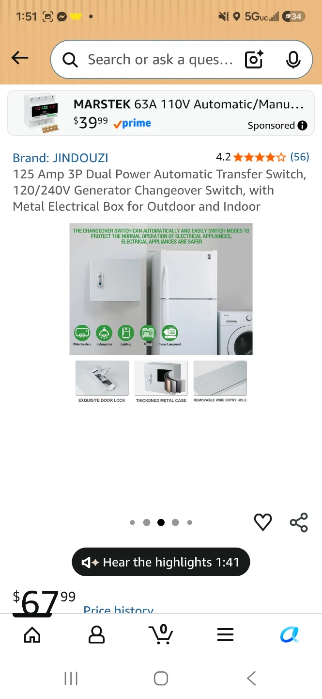 JINDOOZI 125 Amp 3P Dual Power Automatic Transfer Switch - photo 3
