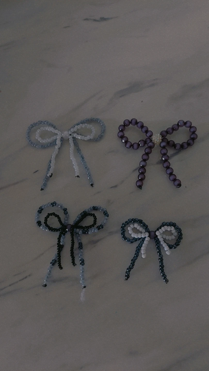 Beaded Bow Bag Charms (Set of 4)