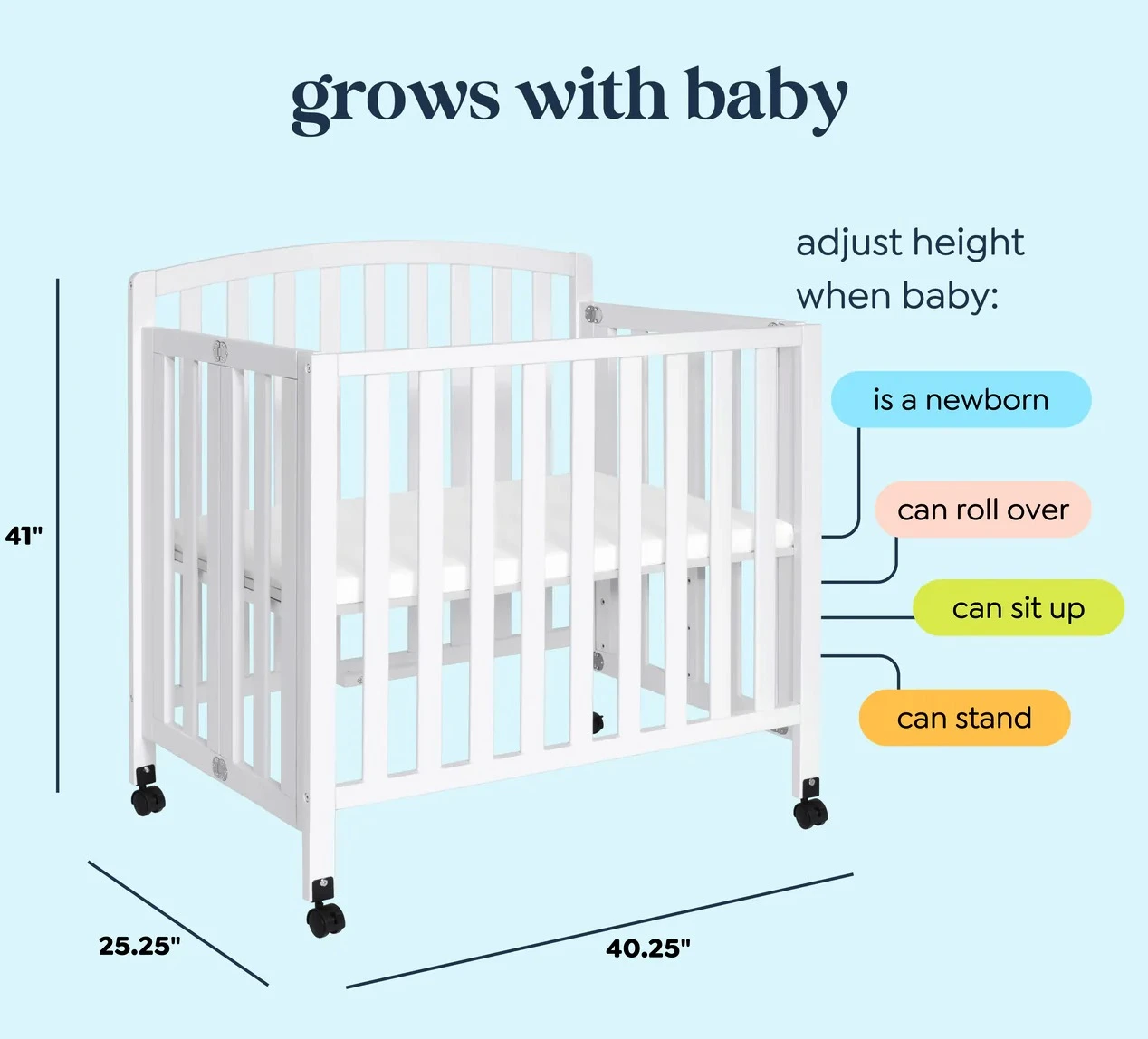 Dylan Folding Portable 3-in-1 Mini Crib (w mattress and covers) - photo 4