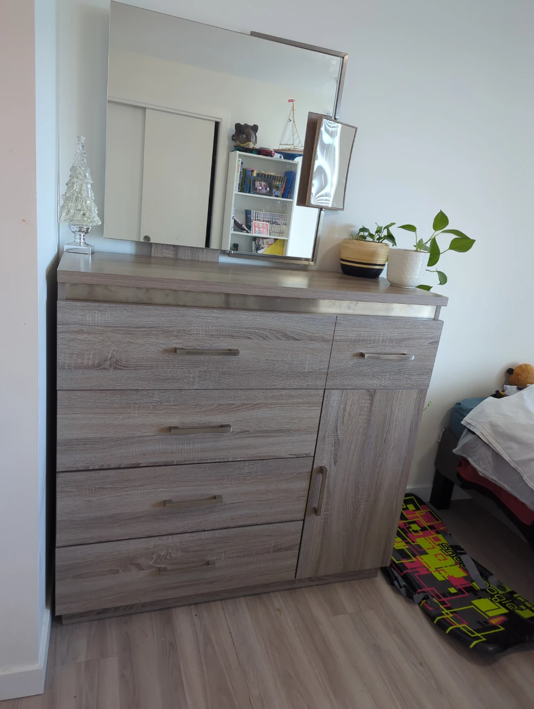 Wooden Dresser with Mirror