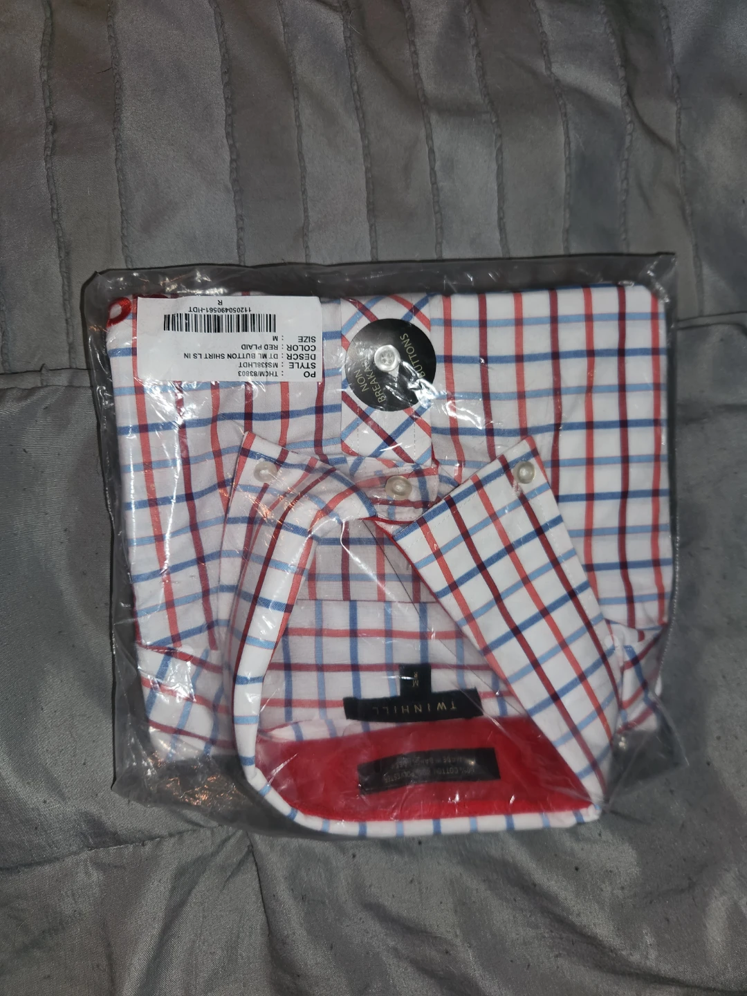 TWINTHRILL Men's Long Sleeve Button Shirt - Red Plaid - Medium - photo 3