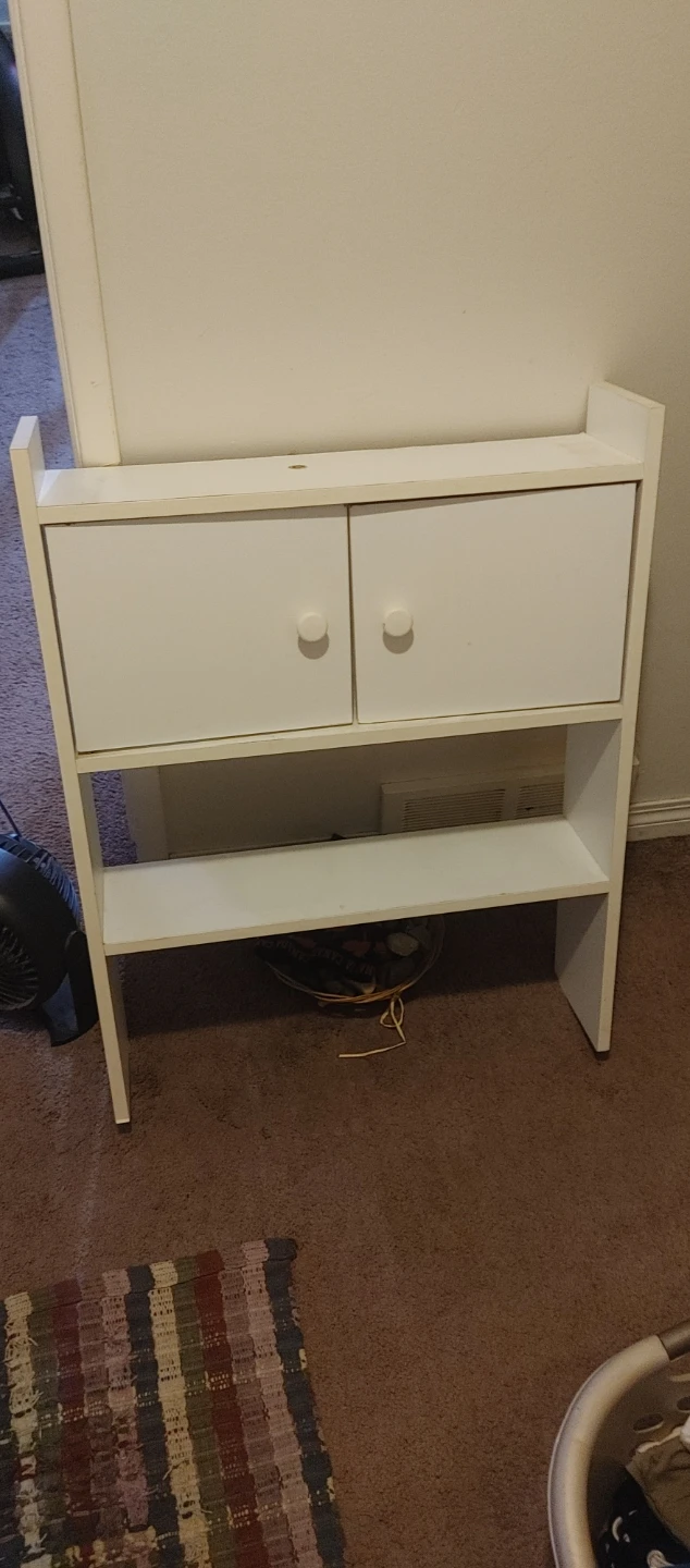 White two-door storage hutch
