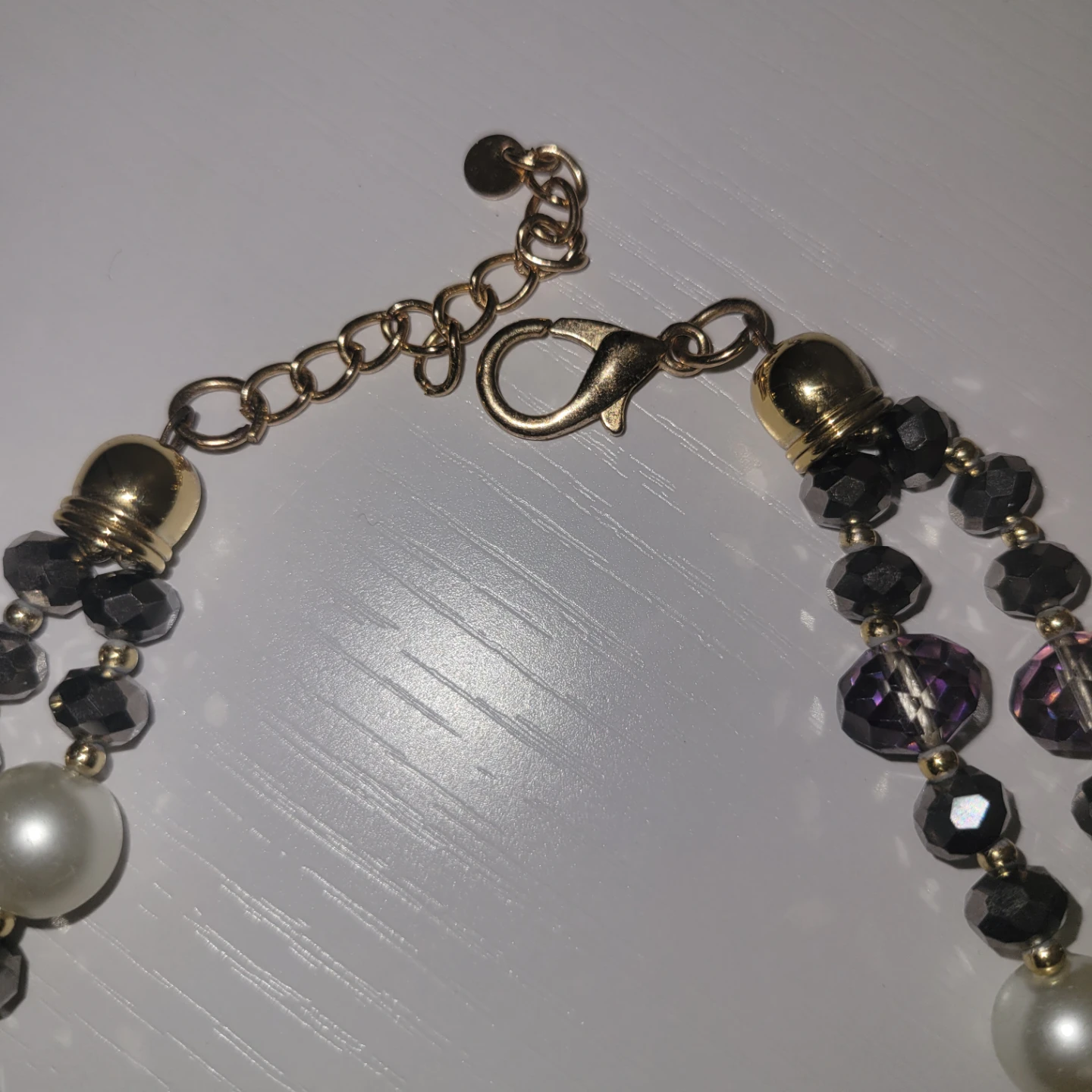 Two-Strand Beaded Necklace with Pearl and Rhinestone Accents - photo 4