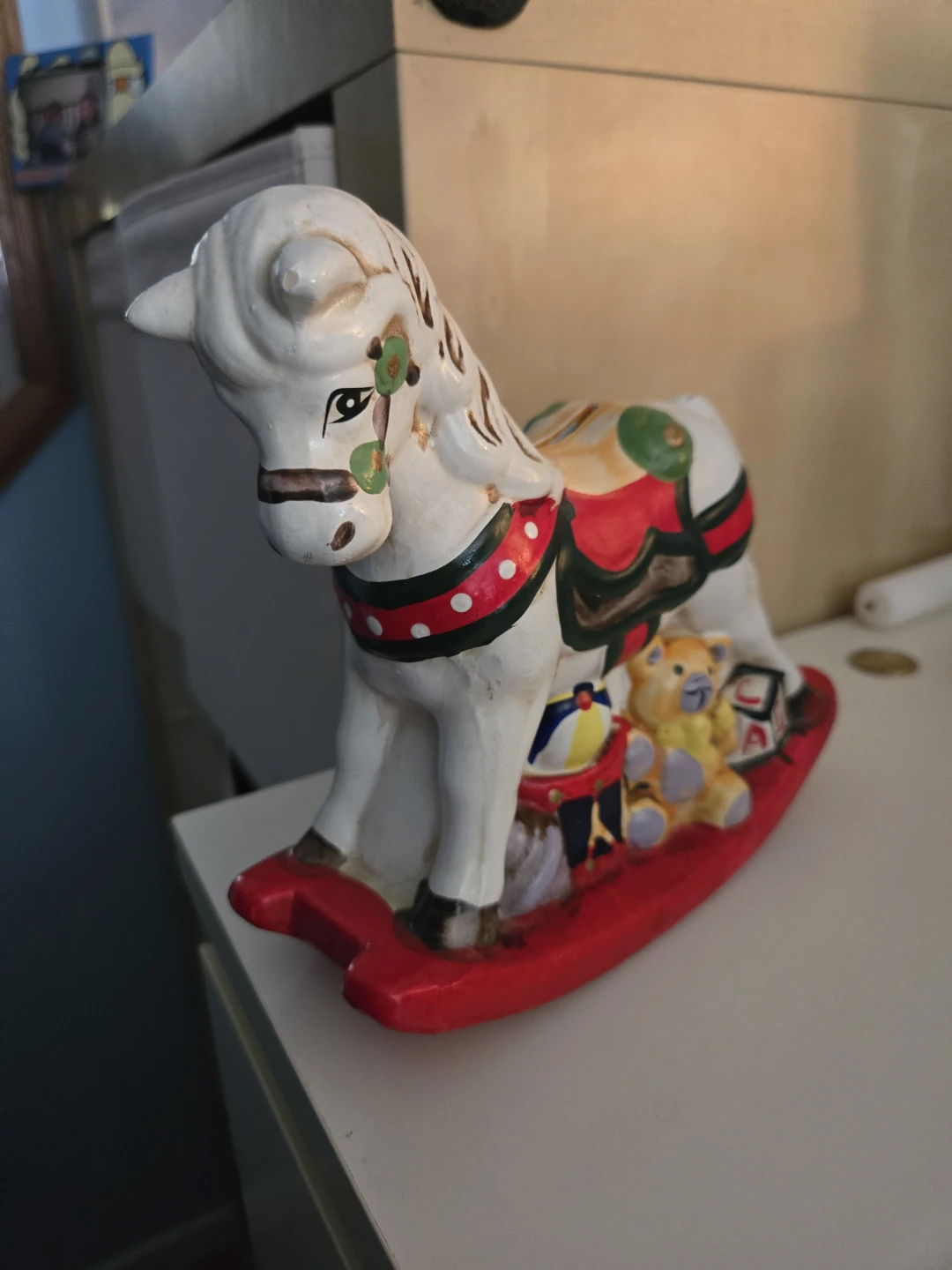 Vintage Ceramic Rocking Horse Coin Bank