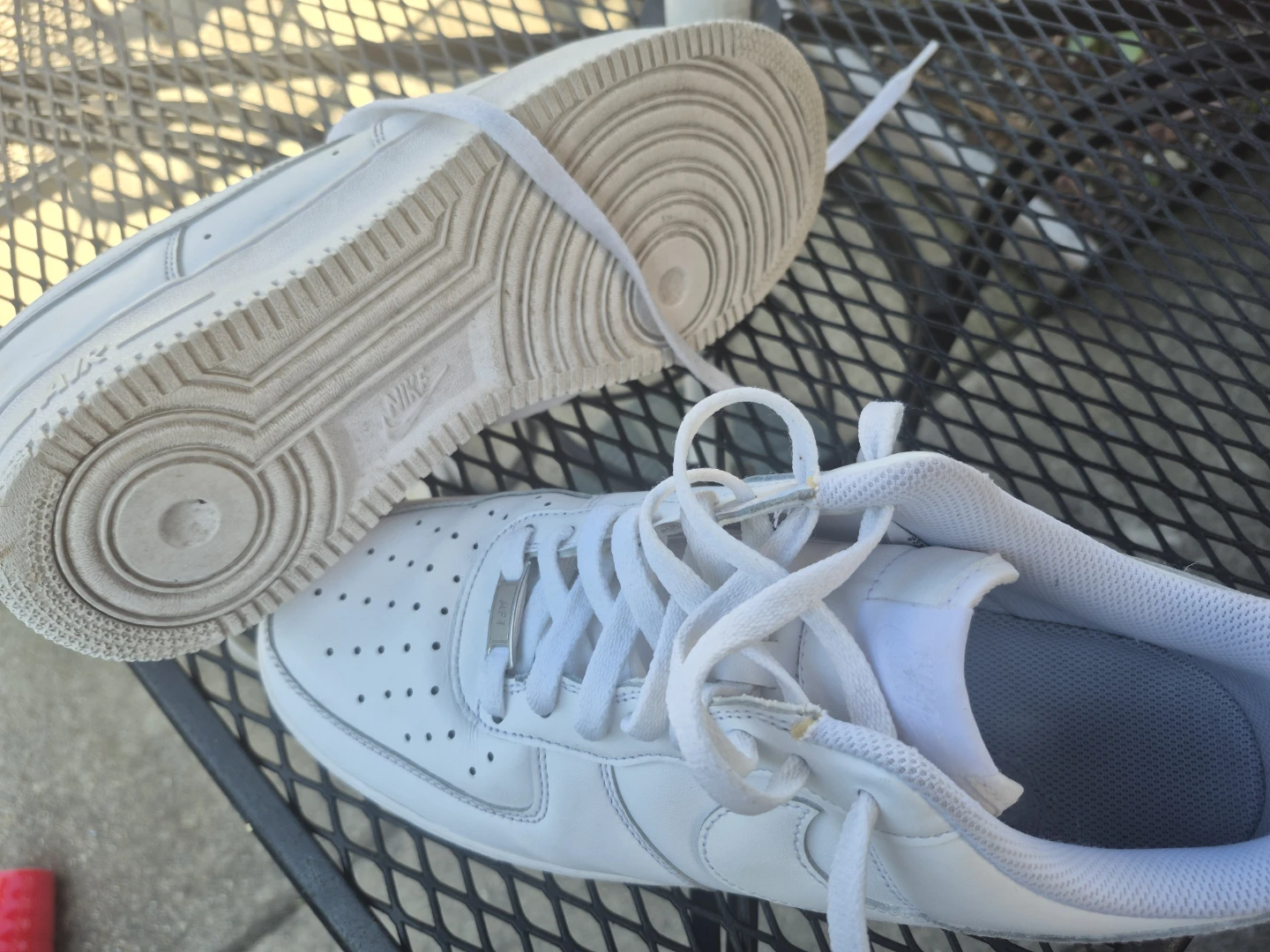 Nike Air Force 1 White Leather Sneakers Size 10 - photo 3