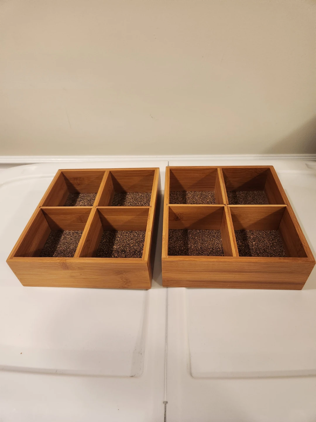 Set of 2 Bamboo Compartment Organizers