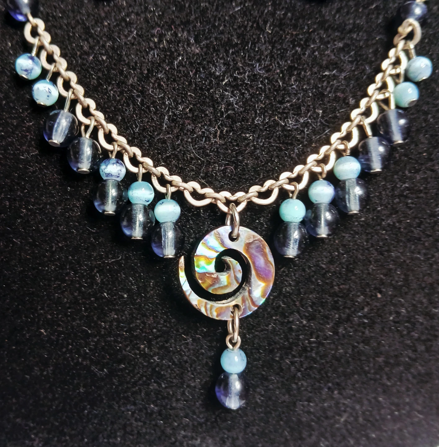 Necklace and Earring Set with Abalone Pendant