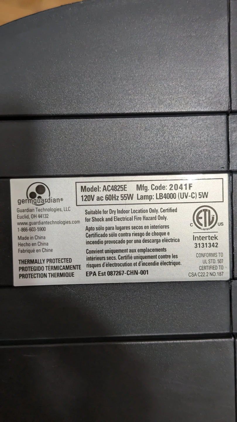 GermGuardian AC4825E 4-in-1 HEPA Filter & UVC Tower Air Purifier - photo 3
