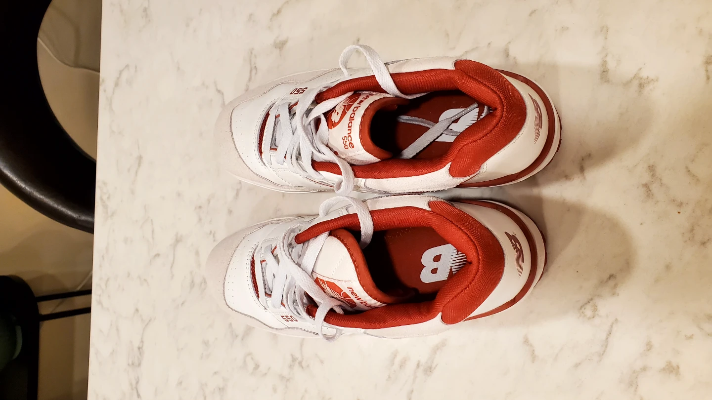 New Balance 550 White Red Sneakers - Size 8.5