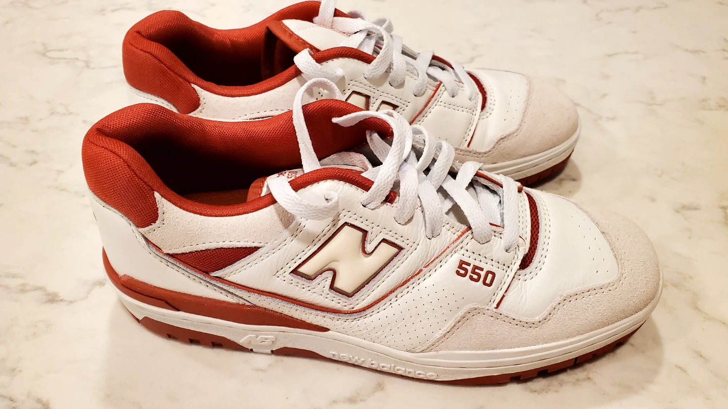 New Balance 550 White Red Sneakers - Size 8.5 - photo 3