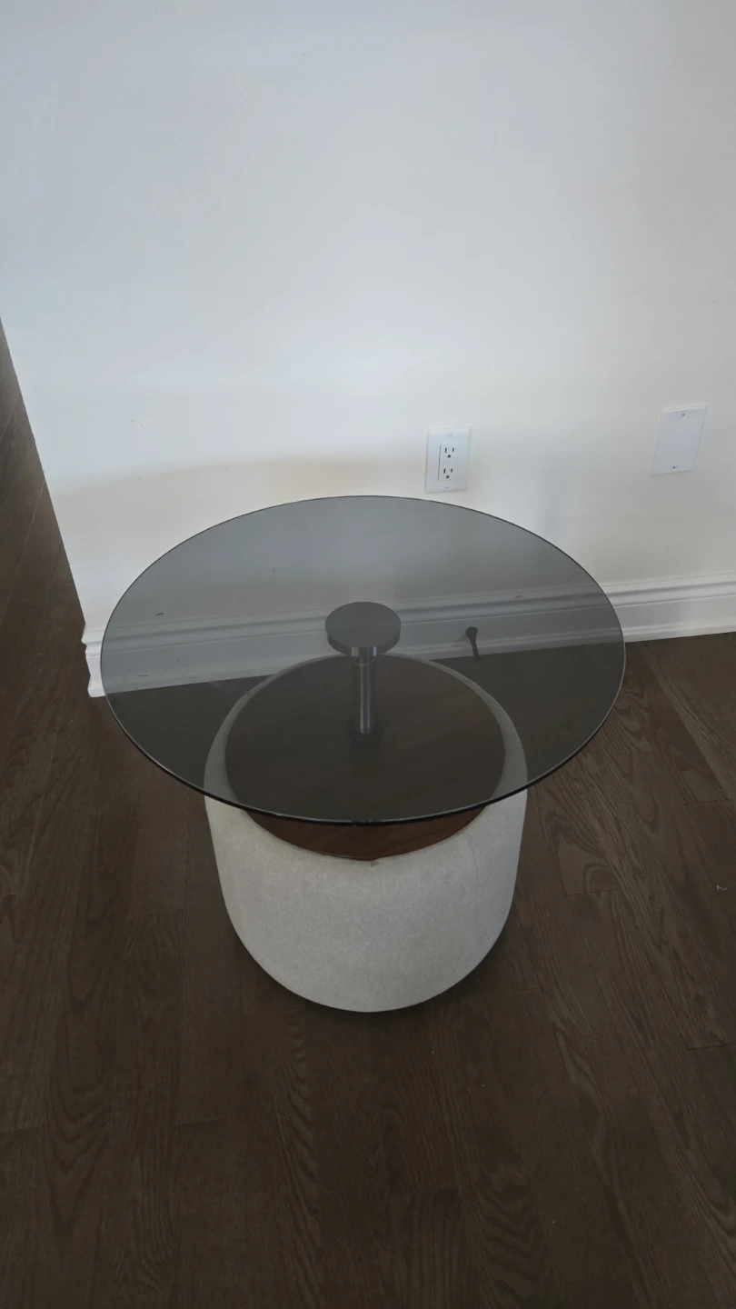 Glass Top Round Coffee Table with Upholstered Base - photo 2