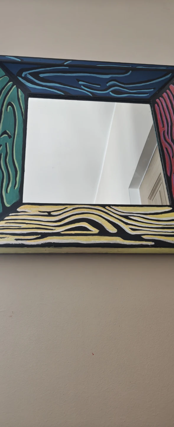 Square Decorative Mirror with hand painted Wood Grain Frame - photo 4