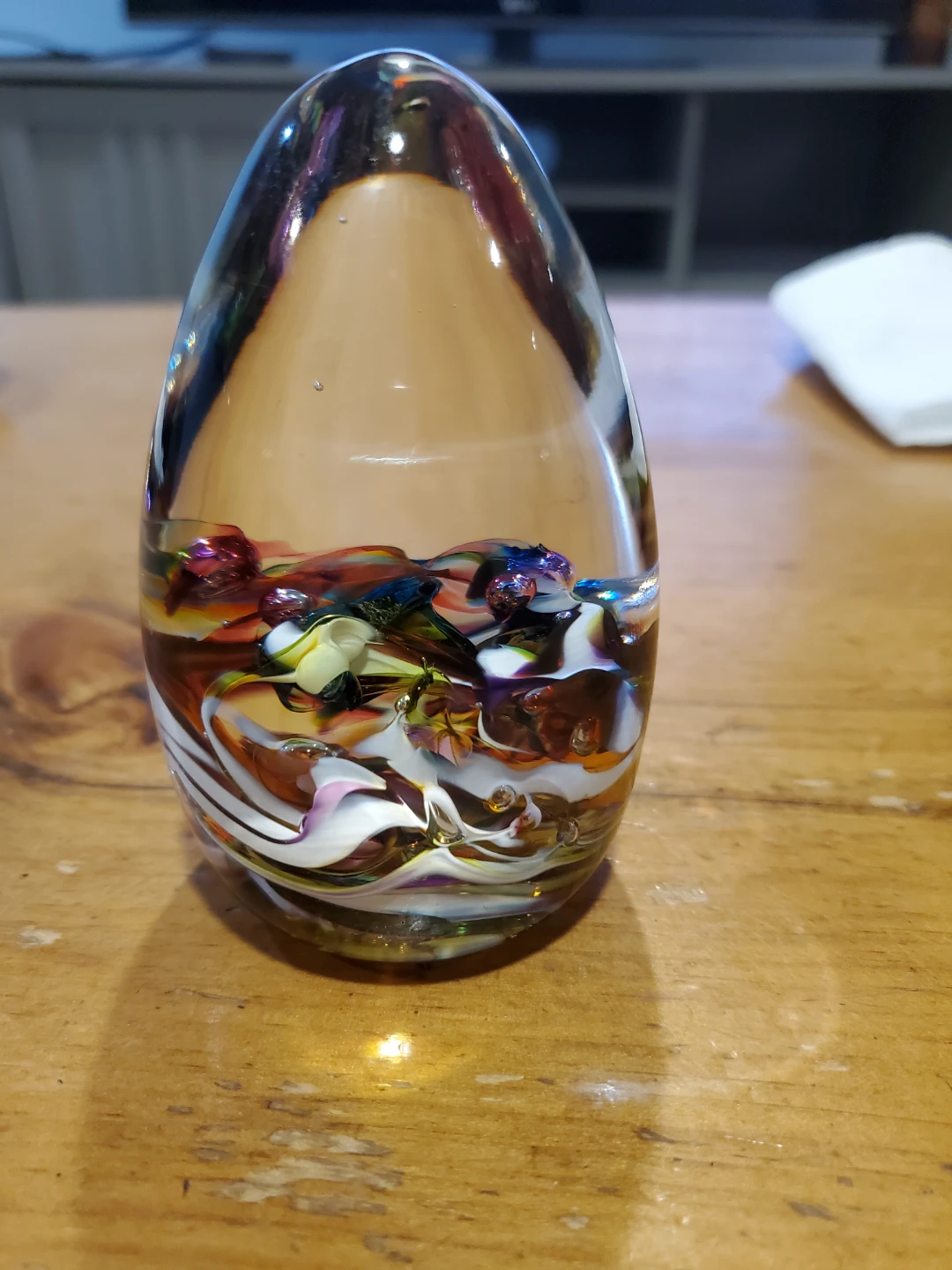3.5" solid Glass Paperweight with Swirl Design
