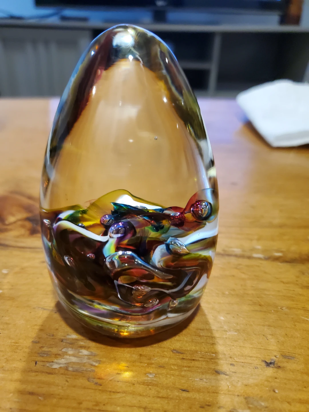 3.5" solid Glass Paperweight with Swirl Design - photo 2