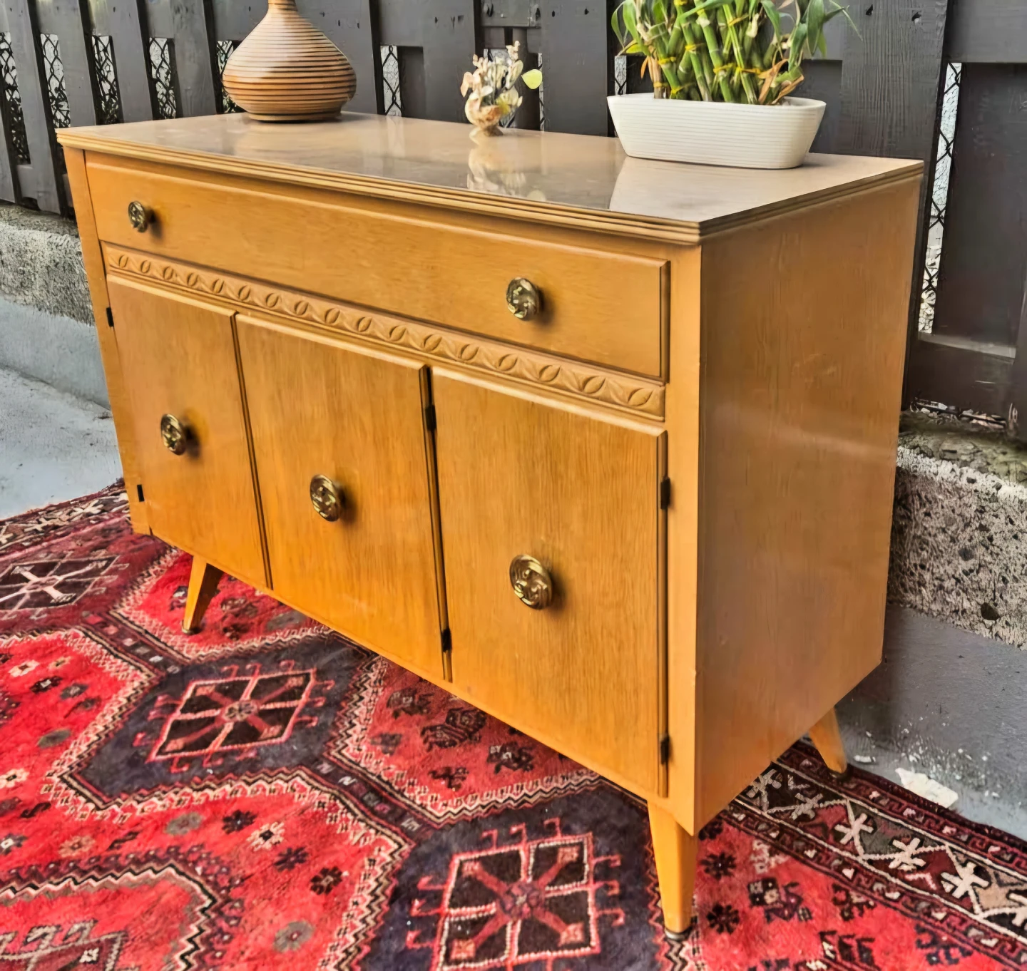 MCM Walnut Lowboy Dresser With Brass Accents - photo 2