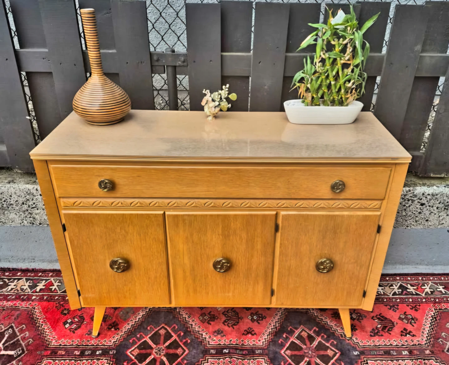 MCM Walnut Lowboy Dresser With Brass Accents - photo 3