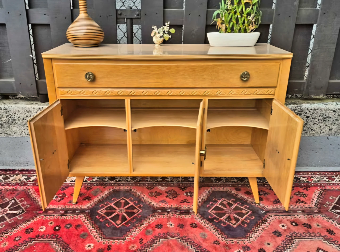 MCM Walnut Lowboy Dresser With Brass Accents - photo 4