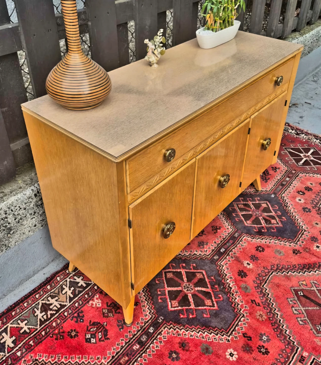 MCM Walnut Lowboy Dresser With Brass Accents - photo 5