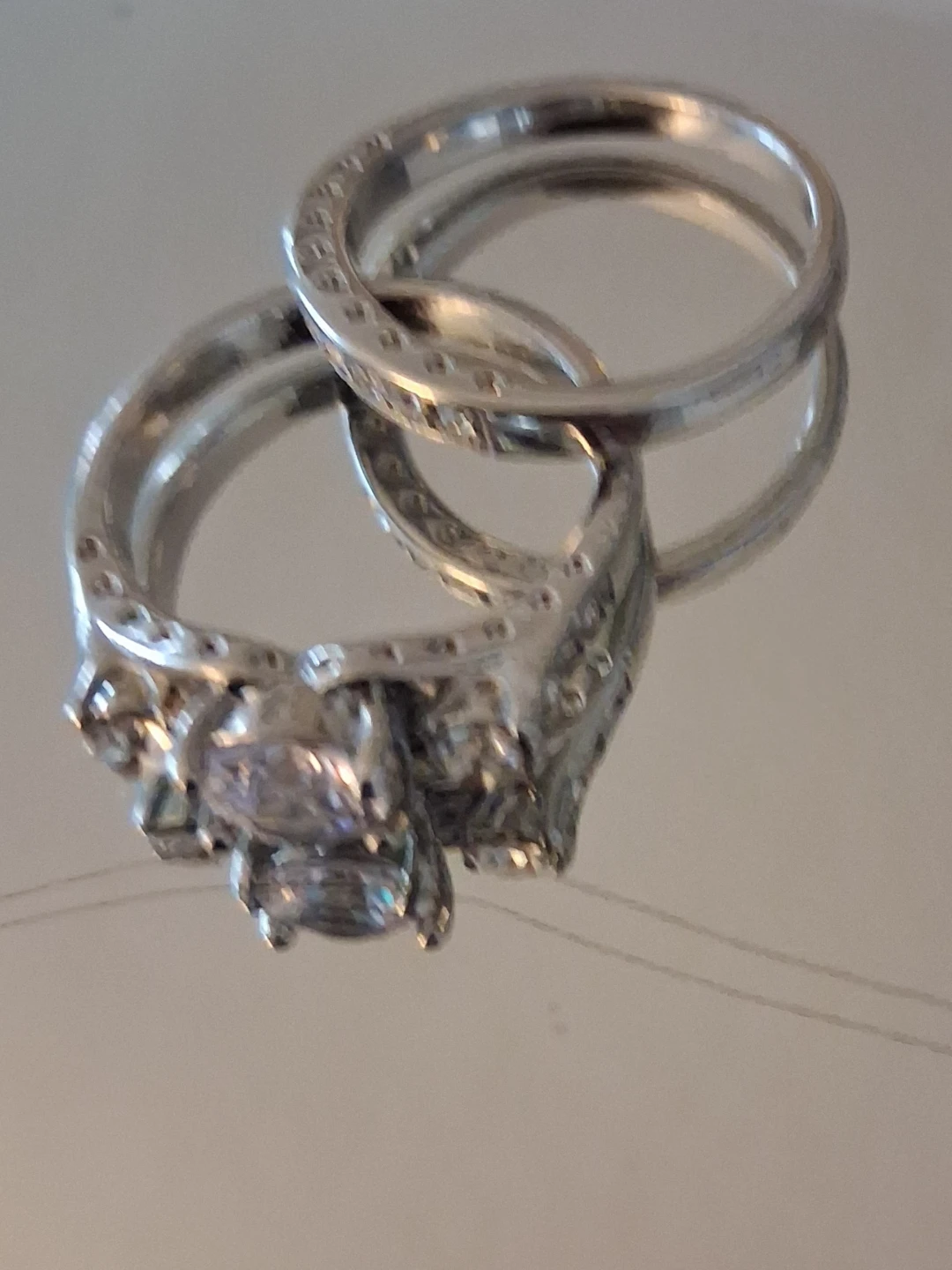 Silver Wedding Ring Set with Earrings - photo 2