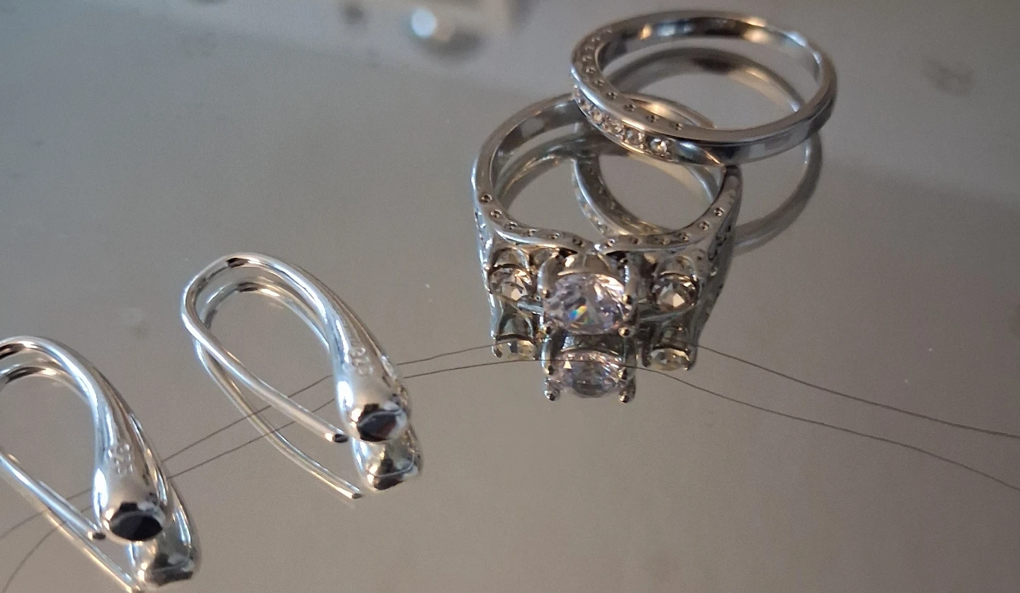 Silver Wedding Ring Set with Earrings - photo 3