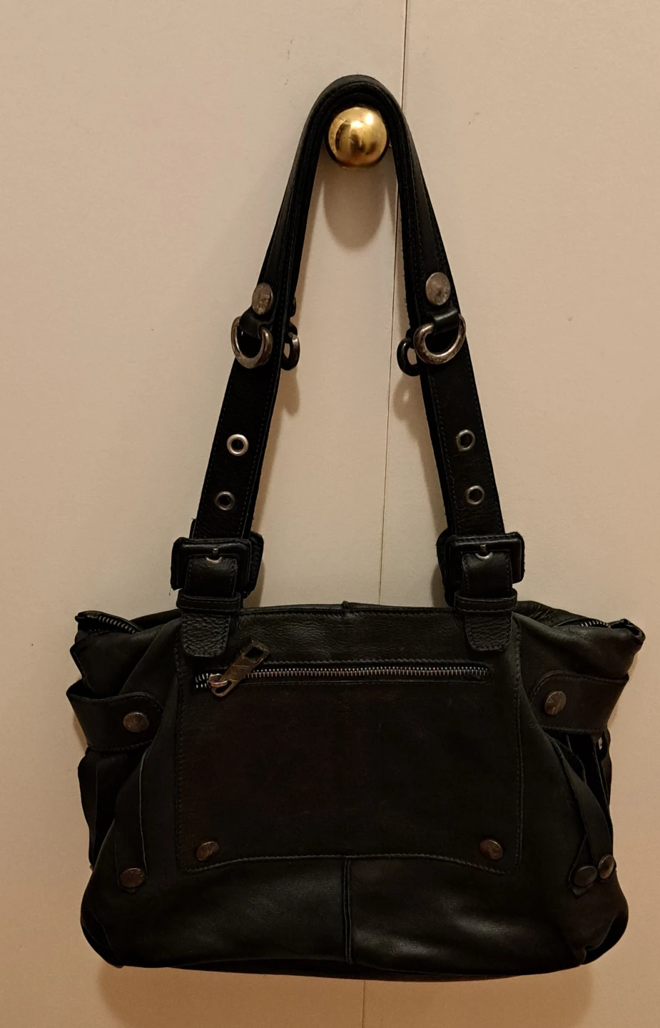 Black Leather Hobo Bag