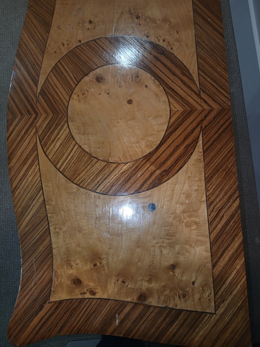 Vintage Inlaid Wood Game Table with Chess and Backgammon Boards - photo 3