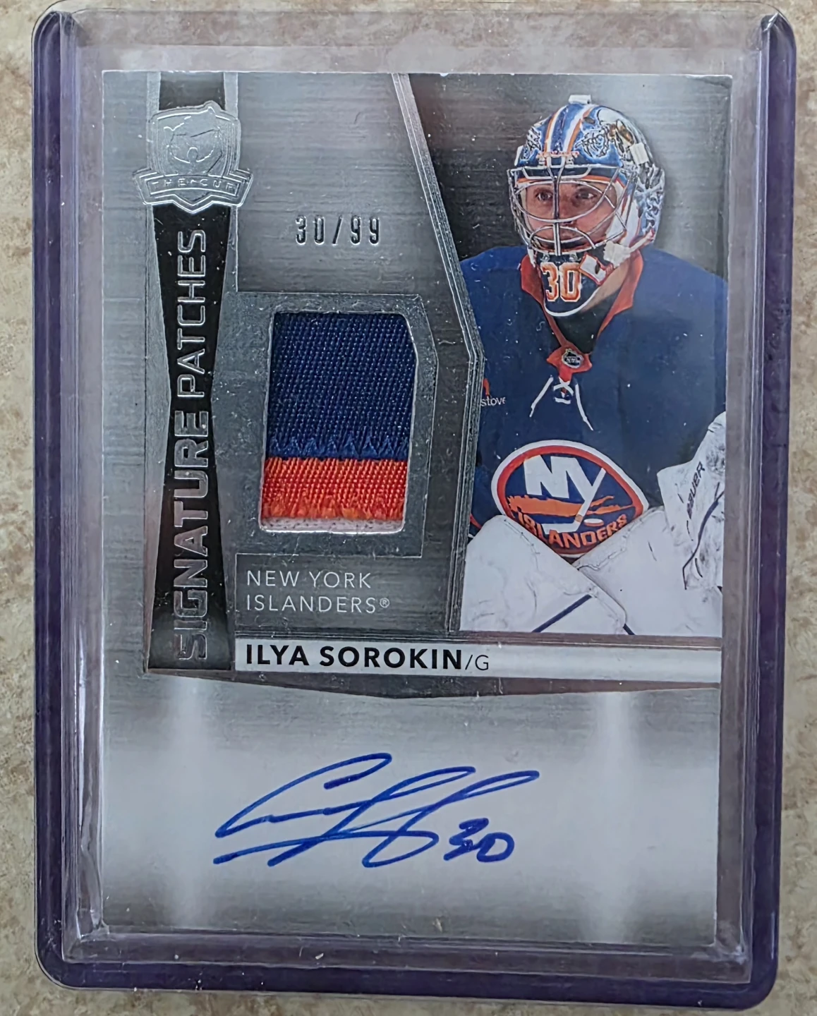 Ilya Sorokin Autographed 2024-25 The Cup Hockey Card 30/99 - photo 2