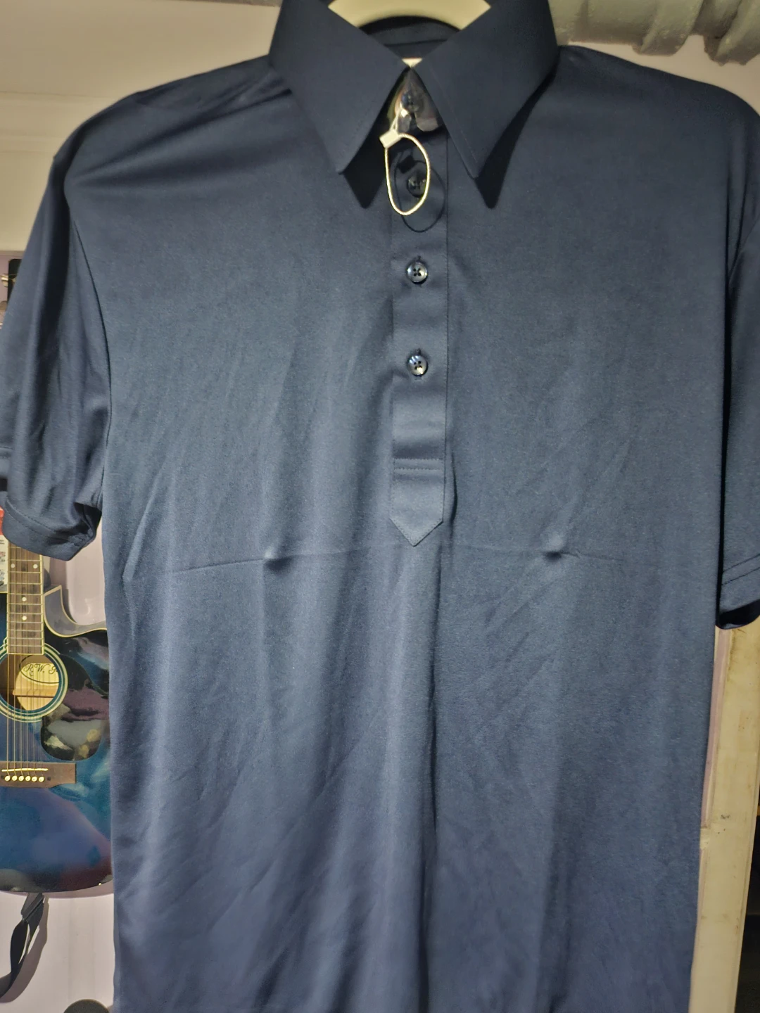 Navy Blue Short Sleeve Collared Shirt