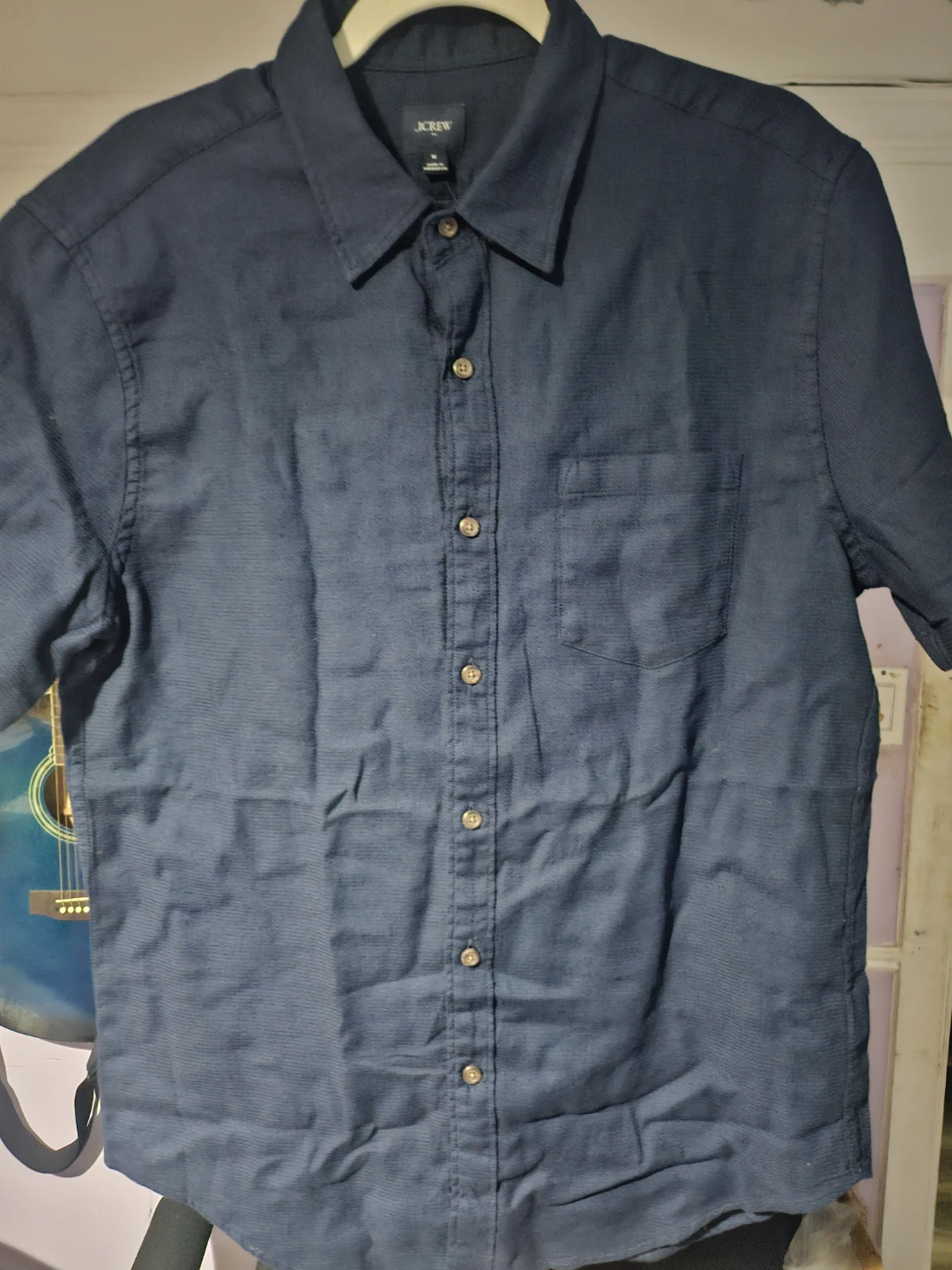 J. Crew Men's Navy Short Sleeve Button-Up Shirt Size M