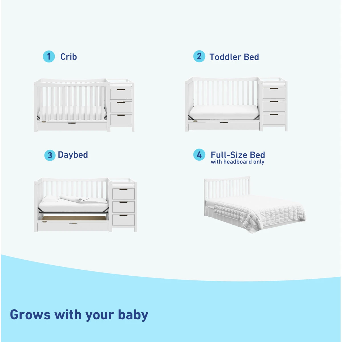 White Convertible Crib with Attached Changing Station - photo 3