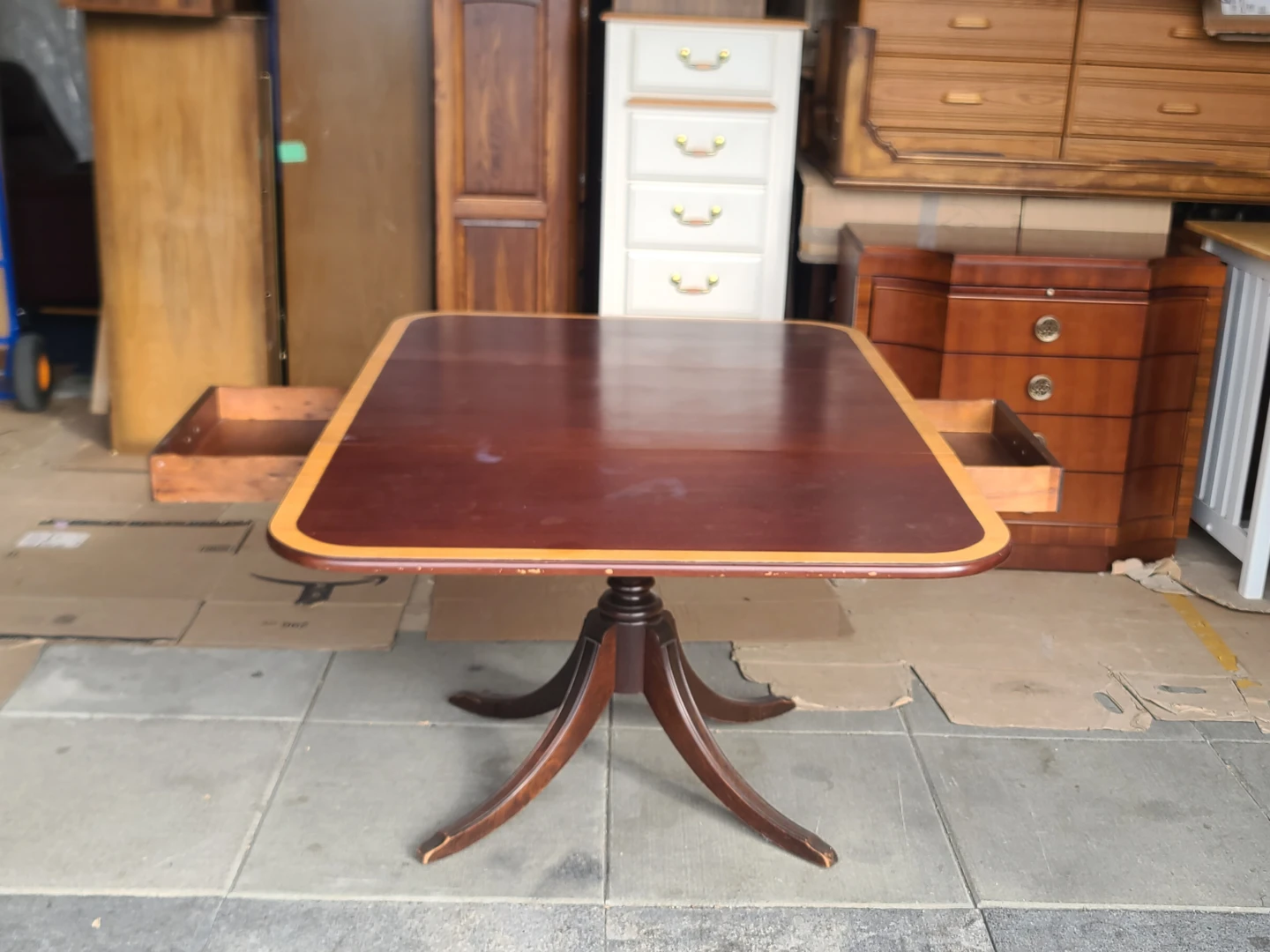 Solid Wood Drop-Leaf Dining Table- Classic Mahogany Finish - photo 2