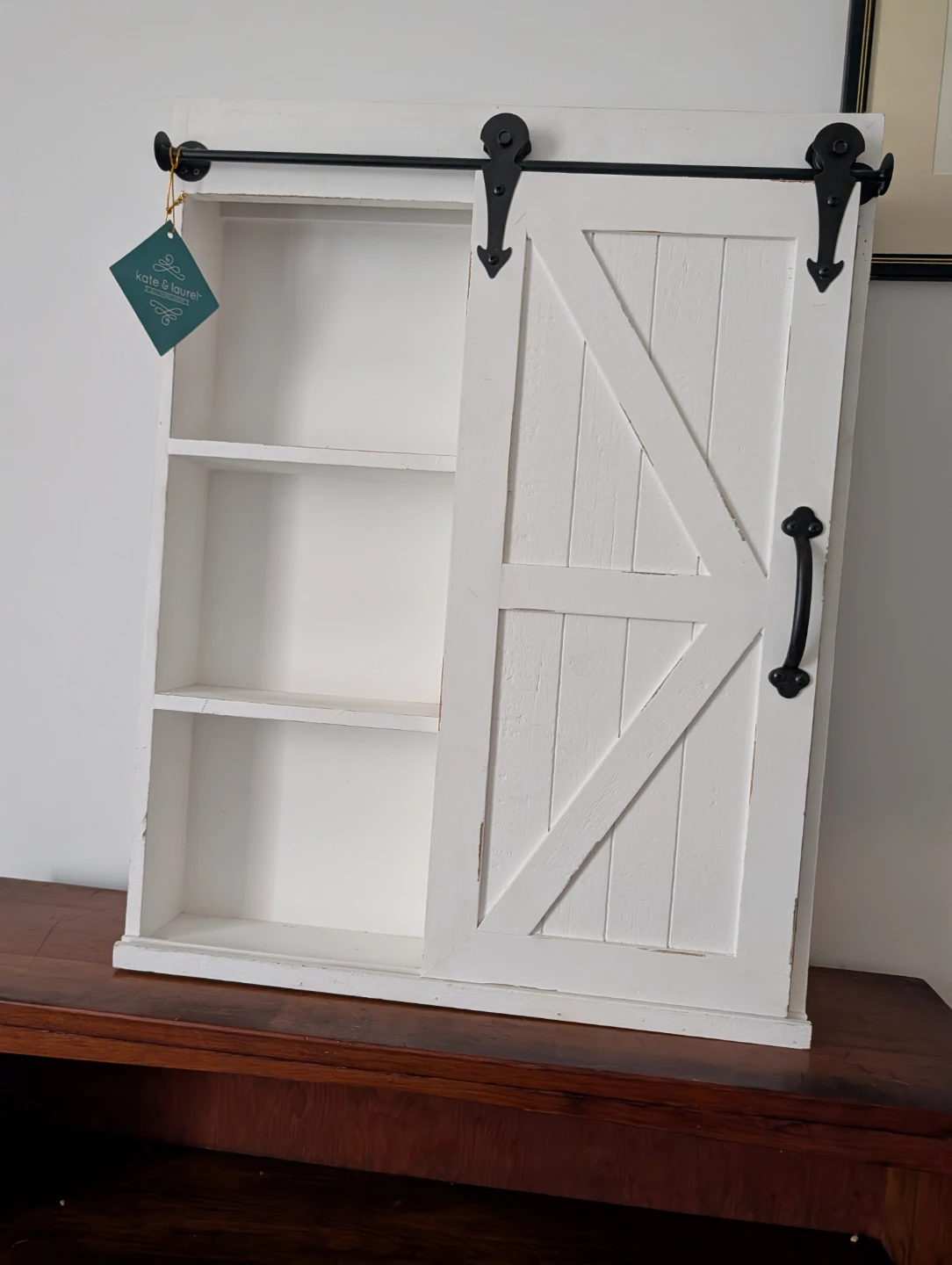 Kate & Laurel Barn Door Wall Shelf with Mirror - photo 3