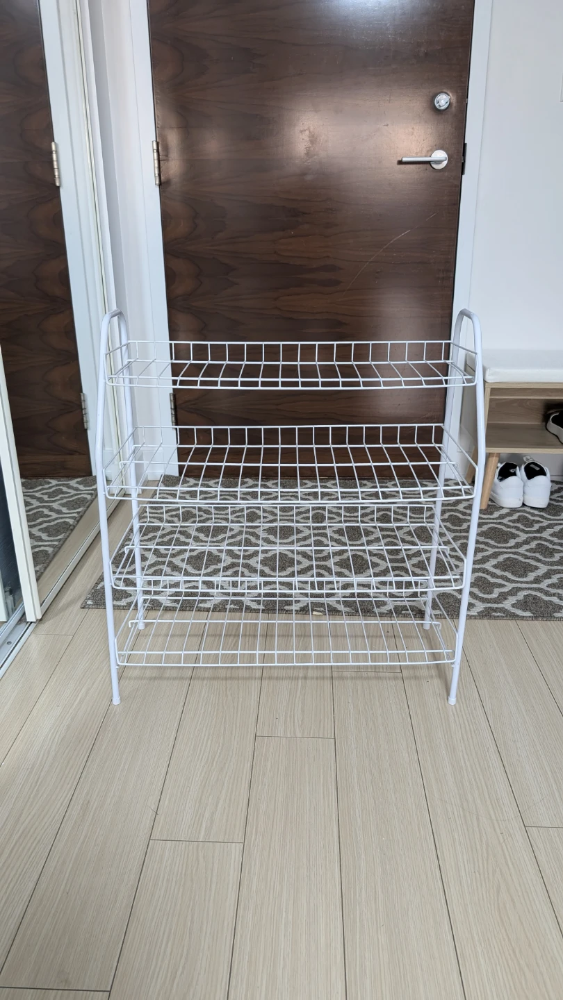 White 4-Tier Wire Shoe Rack